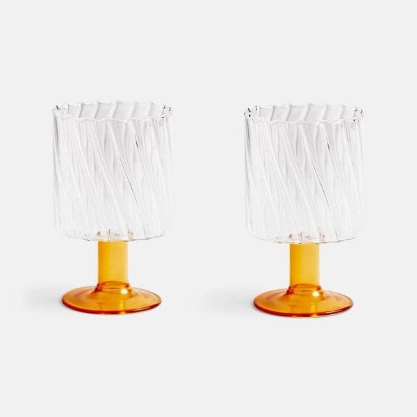 Klevering Orange Twirl Glass Set (2 Pieces)