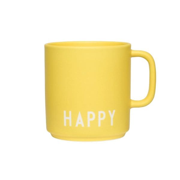 Design Letters Favourite Happy Yellow Porcelain Cup
